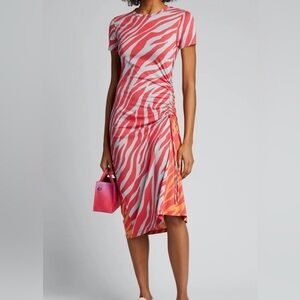 rag & bone Red and Orange Zebra Print Midi Dress